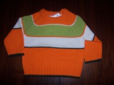 Narancs-zöld-fehér csíkos pulóver (65-71)